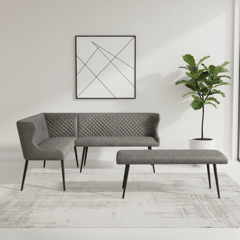 Earth Grey Corner and Backless Dining Bench Set