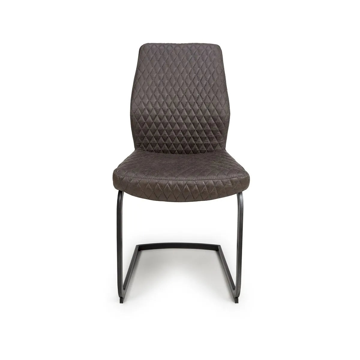 Earth Grey Vintage Leather-Look Cantilever Dining Chairs