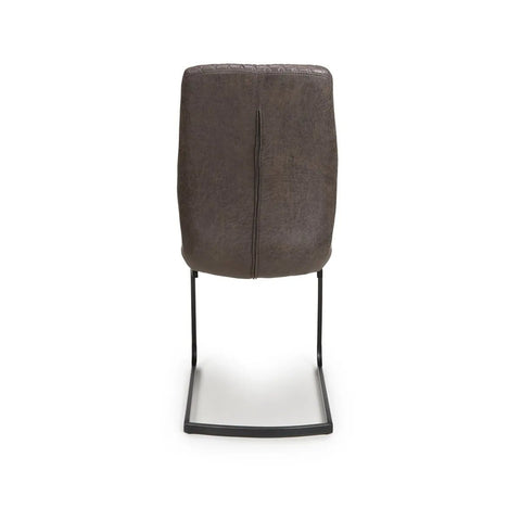 Back of the Earth Grey Vintage Leather-Look Cantilever Dining Chairs