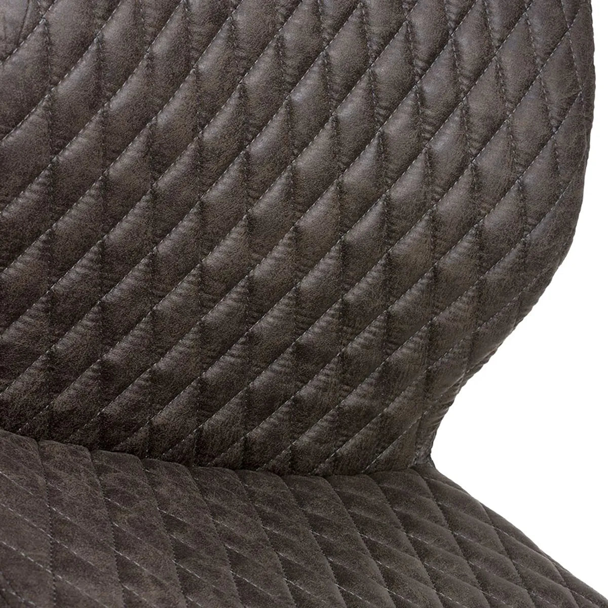 Close up view of Earth Grey Vintage Leather-Look Cantilever Dining Chairs