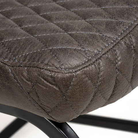 Close up Fabric Earth Grey Vintage Leather-Look Cantilever Dining Chairs