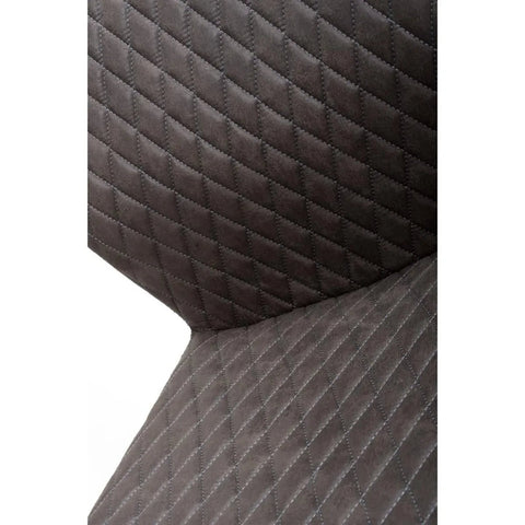 Close up stitched design Earth Grey Vintage Leather-Look Cantilever Dining Chairs