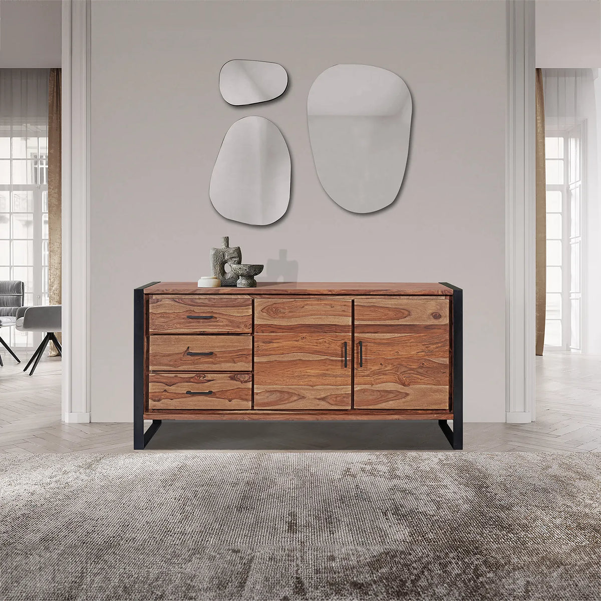 Earth Large Sheesham Wood Sideboard - Pendle Village Furniture