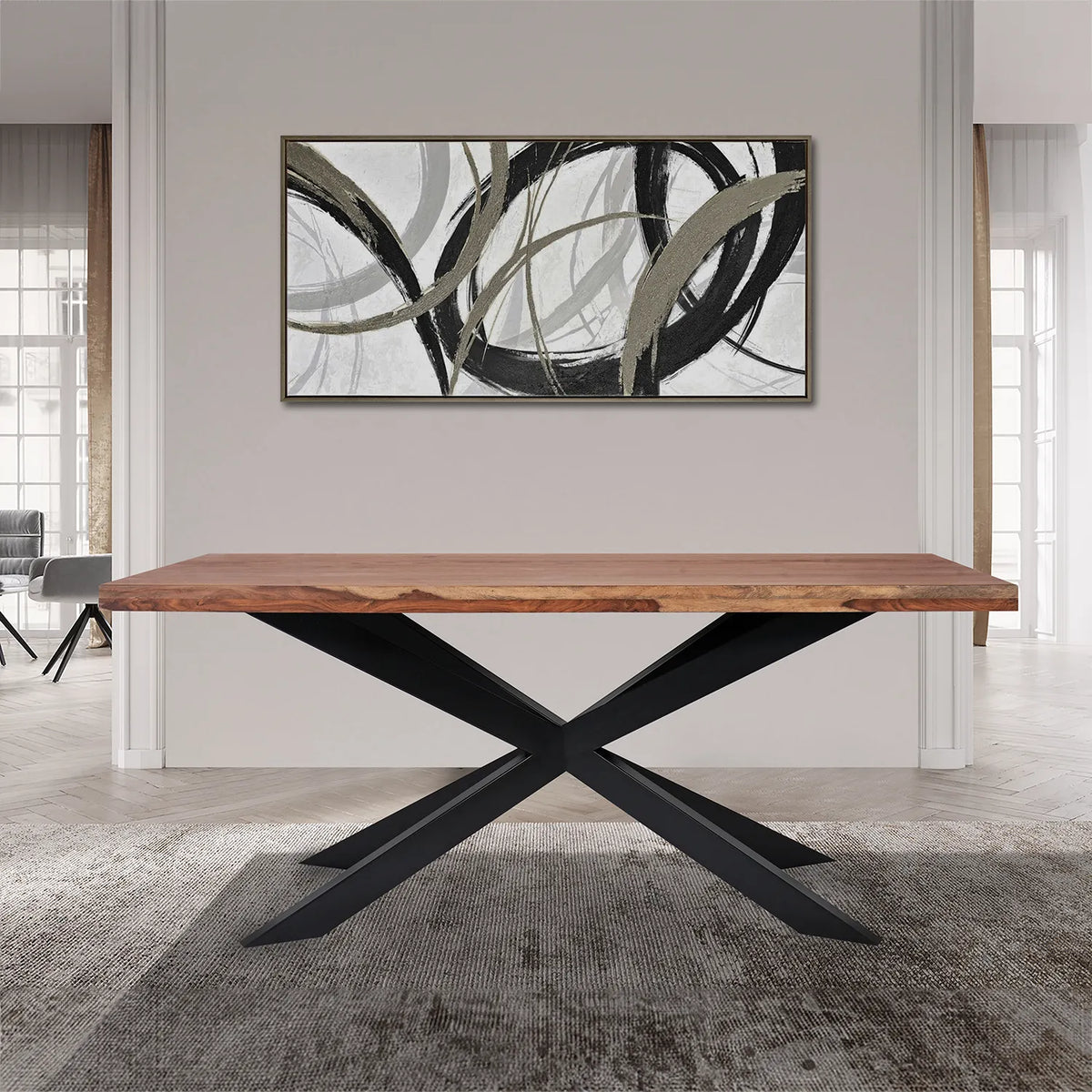 Earth 1.75M Large Sheesham Wood Dining Table - Pendle Village Furniture
