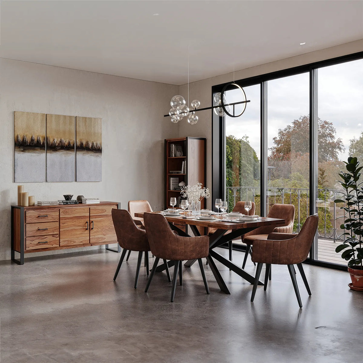 Earth Small Sheesham Wood Dining Table with Toronto Dining Chairs - Pendle Village Furniture