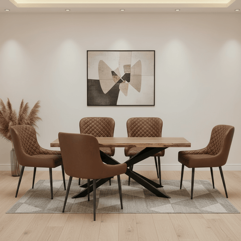 Earth Small Sheesham Wood Dining Table with Dining Chairs