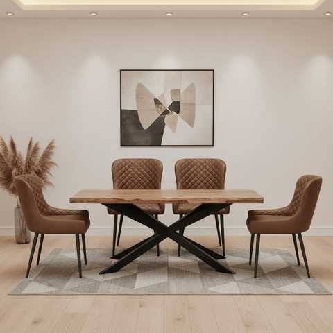 Earth Small Sheesham Wood Dining Table with Dining Chairs