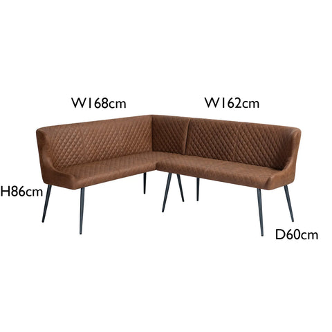 Earth Tan Corner Dining Bench, also available in Grey - Corner Bench Dimensions 