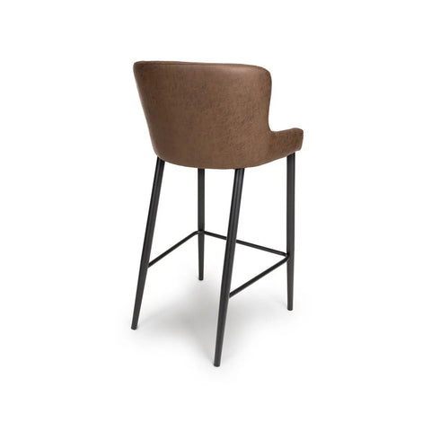 Back View of Earth Vintage Leather-Look Bar Stools – Set of 2