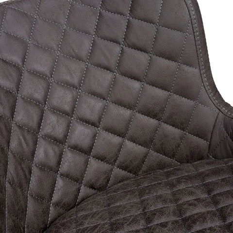 Close Up of Earth Grey Vintage Leather-Look Bar Stools with Black Legs