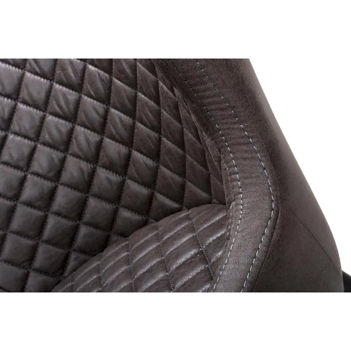 Close Up Earth Grey Vintage Leather-Look Bar Stools with Black Legs