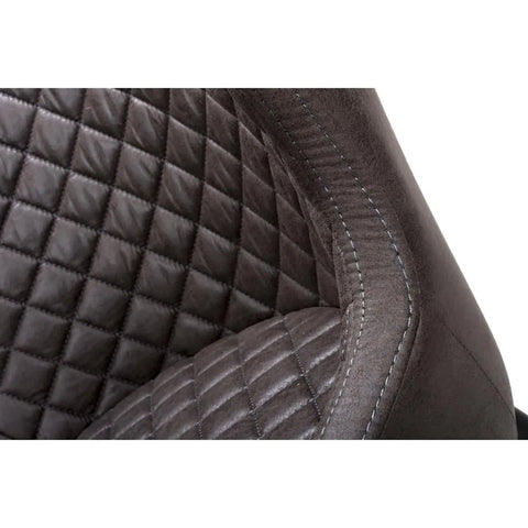 Close Up Earth Grey Vintage Leather-Look Bar Stools with Black Legs
