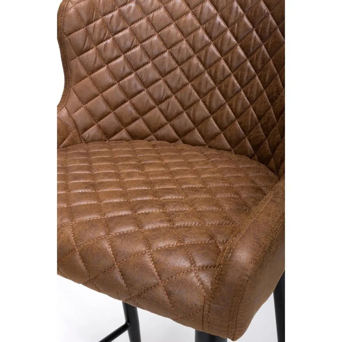 Tan Leather Fabric Bar Stool with Black Legs