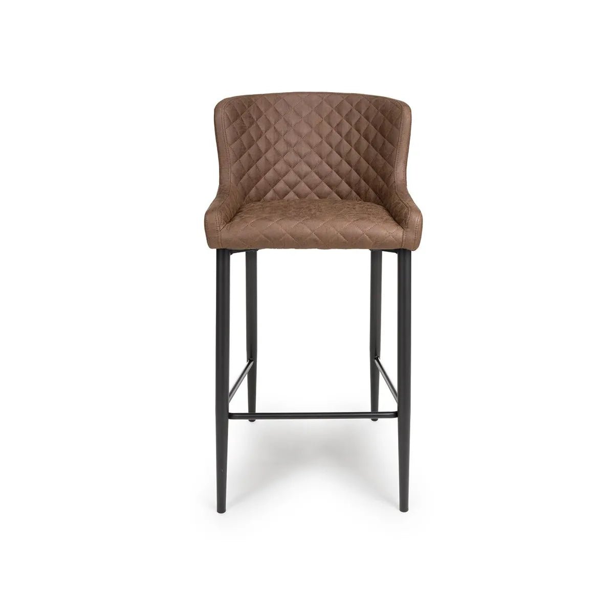 Front View of Earth Vintage Leather-Look Bar Stools – Set of 2