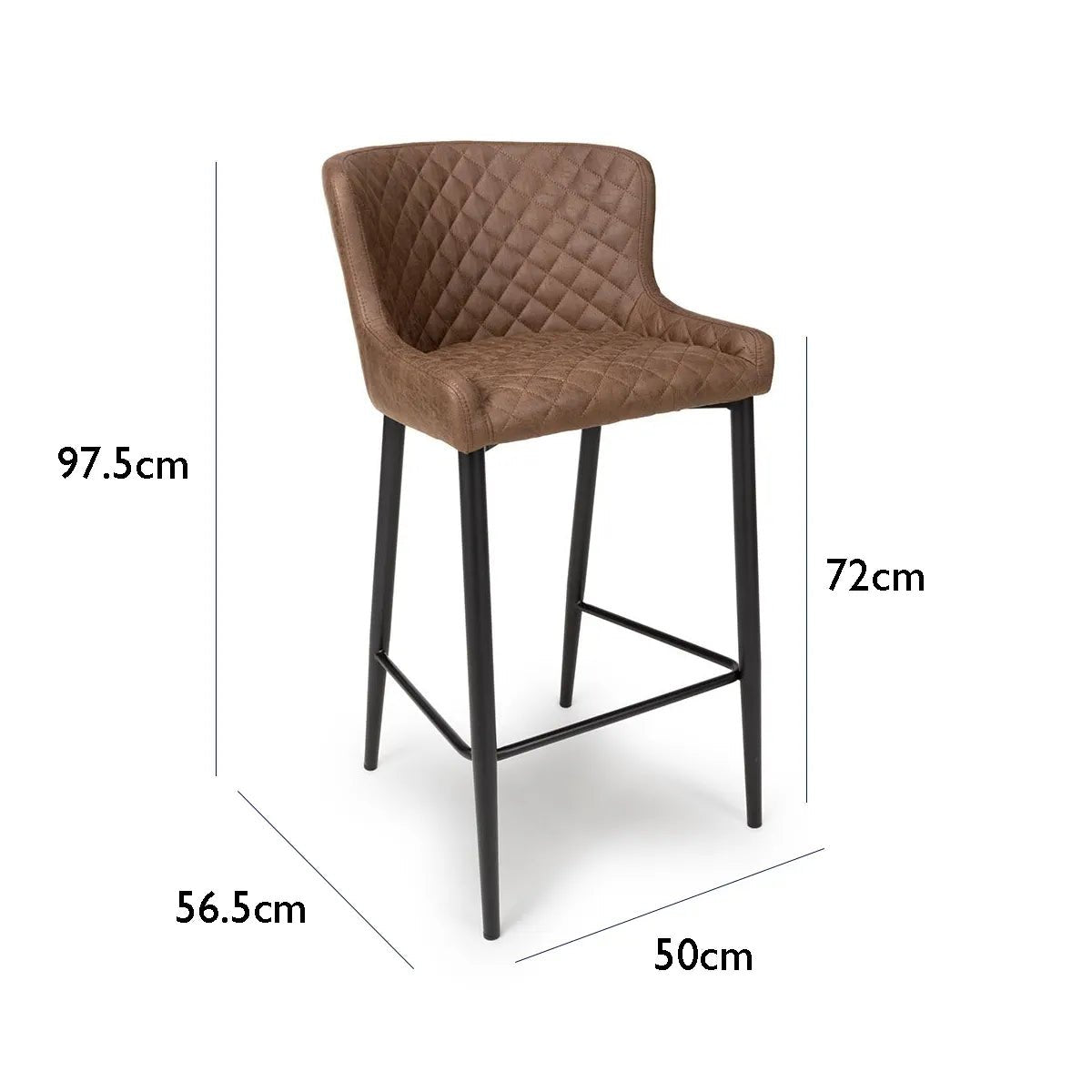 Earth Vintage Leather-Look Bar Stools  - Dimensions