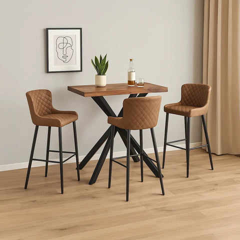 Earth Vintage Leather-Look Bar Stools – Set of 2