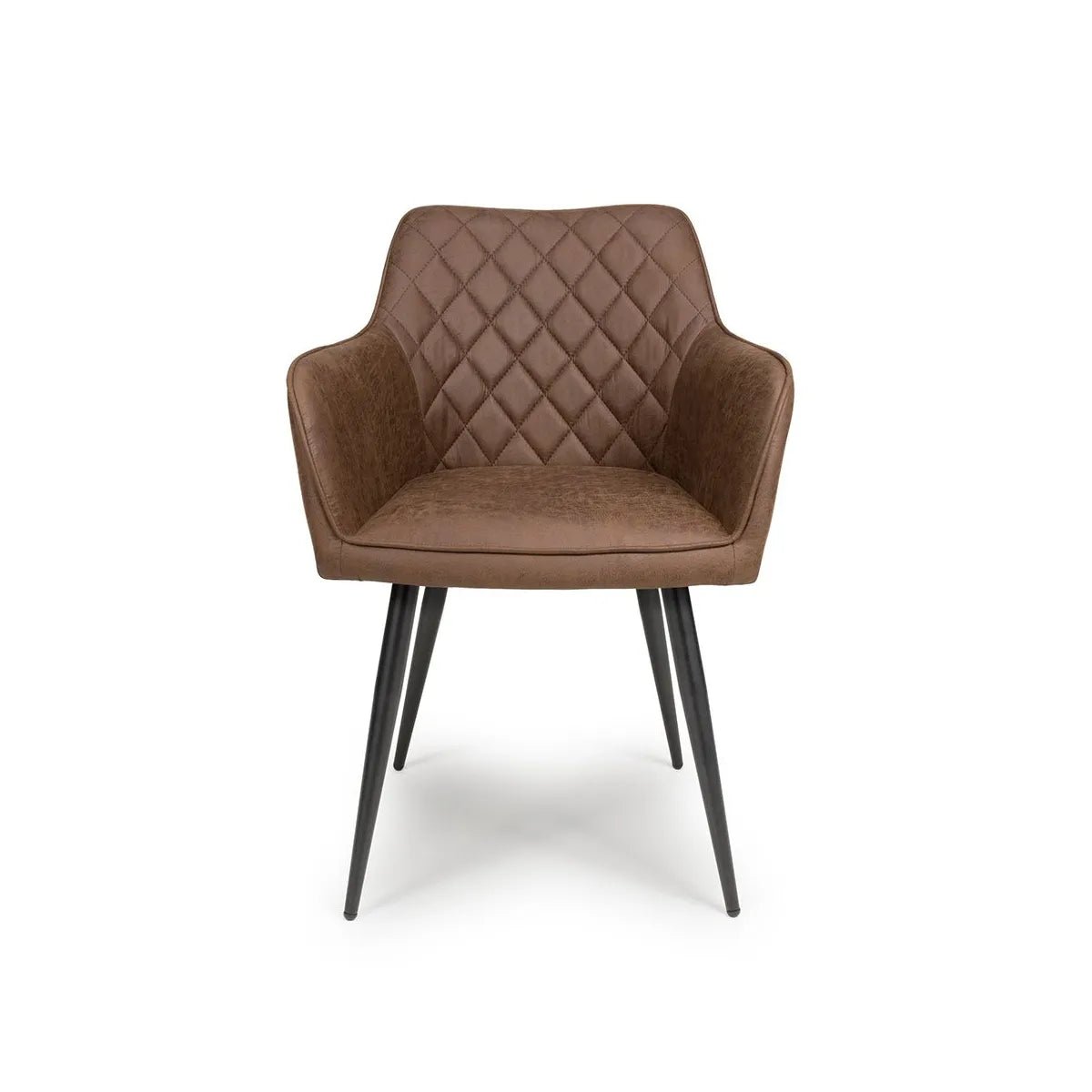 Earth Tan Vintage Leather-Look Carver Dining Chair
