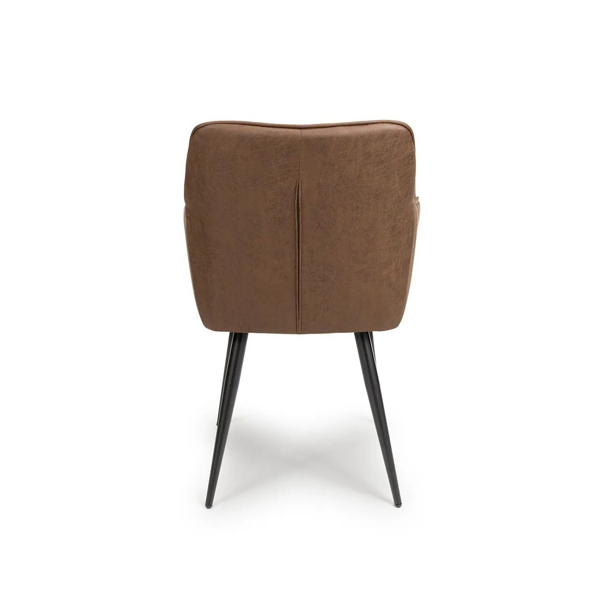 Back Chair view of Earth Tan Vintage Leather-Look Carver Dining Chair with black legs