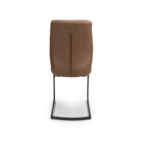 Back View of Earth Tan Vintage Leather-Look Cantilever Dining Chairs