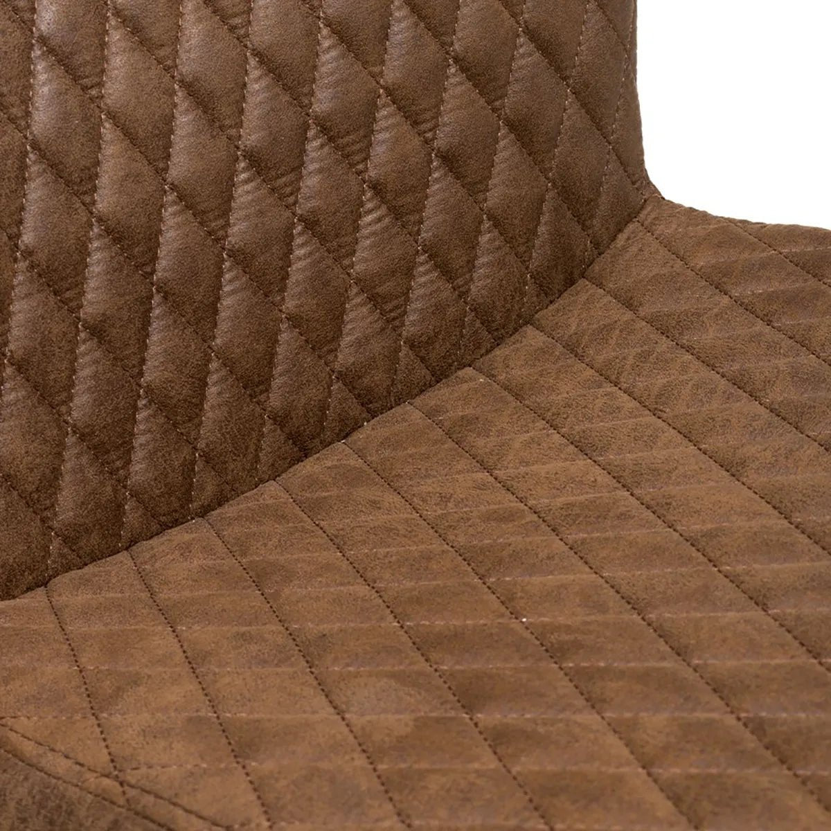 Close Up Details Earth Tan Vintage Leather-Look Cantilever Dining Chairs