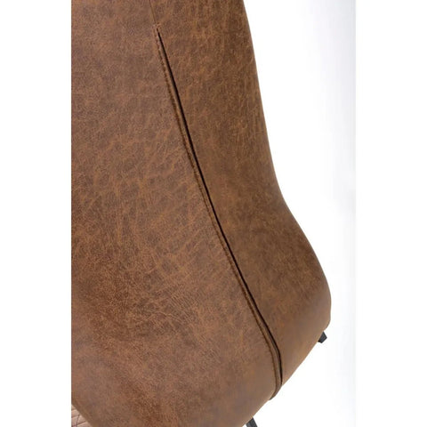 Back detailing of Earth Tan Vintage Leather-Look Cantilever Dining Chairs