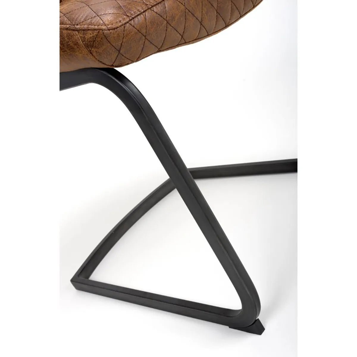 Cantilever base of Earth Tan Vintage Leather-Look Cantilever Dining Chairs