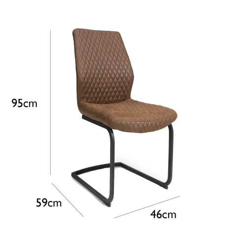 Dimensions of Earth Tan Vintage Leather-Look Cantilever Dining Chairs