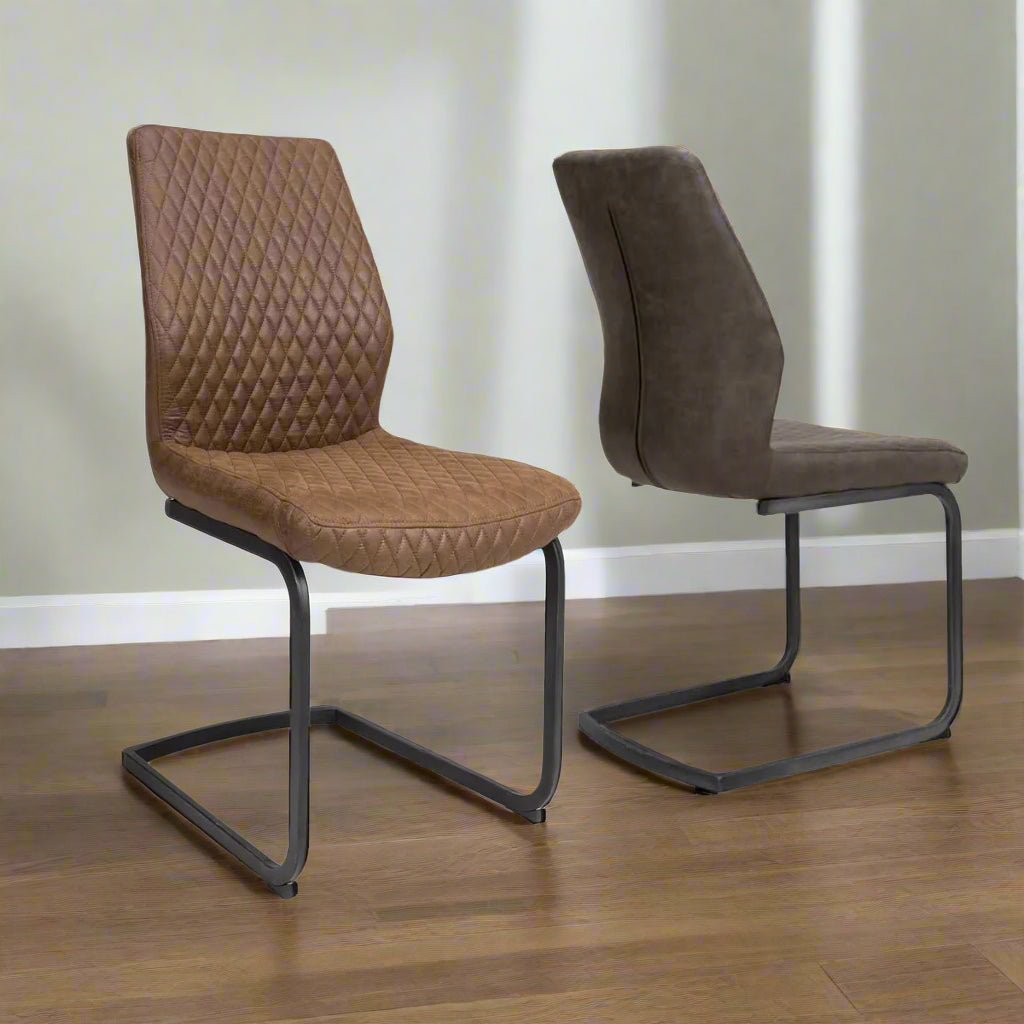 Style in a room Earth Grey Vintage Leather-Look Cantilever Dining Chairs