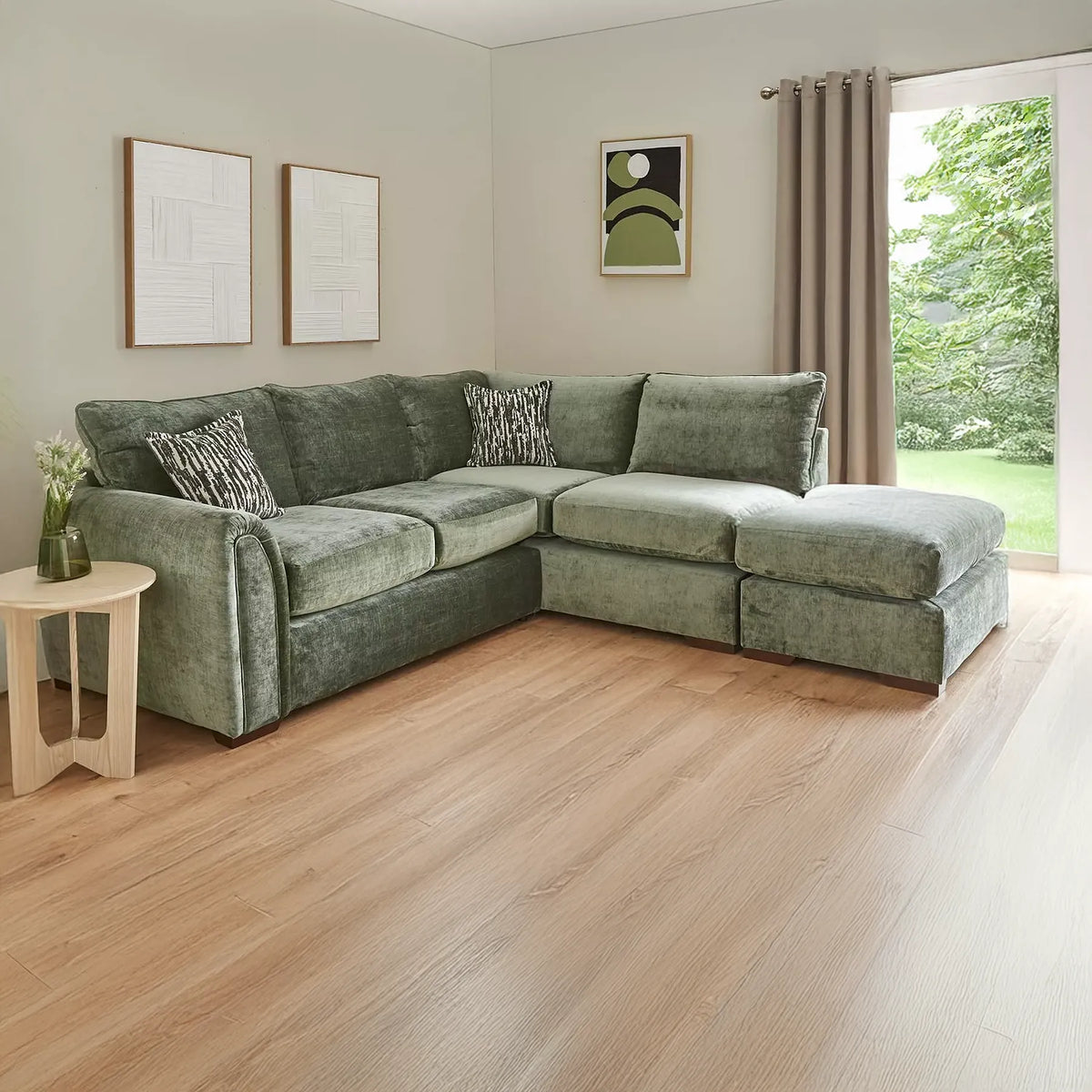 Eden Dion Chenille Fabric Scatter Back Corner Chaise Sofa - Pendle Village Furniture