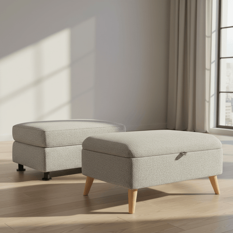 Eden Banquette & Storage Footstools in Sierra Fabric