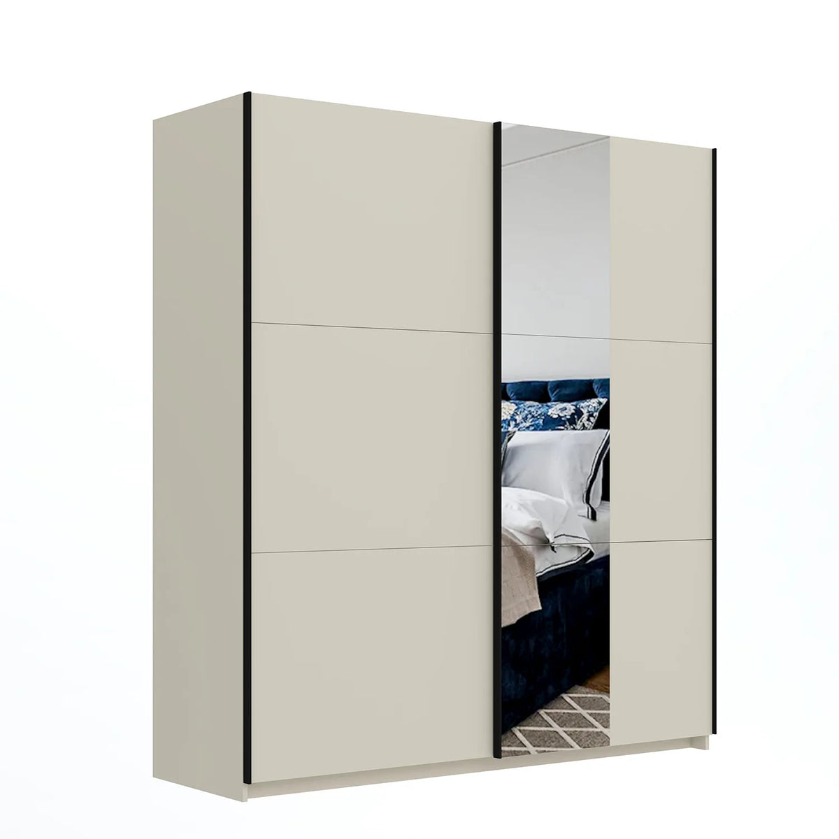 Eldon Cashmere Decor Sliding Door Wardrobe with Mirror Pads - Pendle Village Furniture