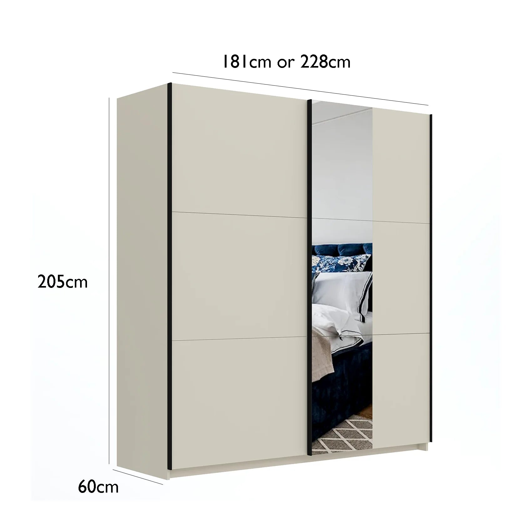 Eldon Cashmere Decor Sliding Door Wardrobe with Mirror Pads - Pendle Village Furniture