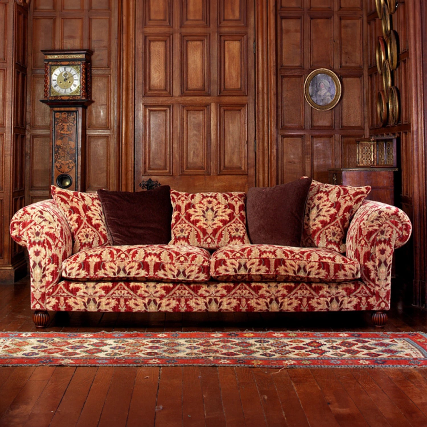 Elgar Grand Tetrad Sofa in Enigma Claret Fabric - Pendle Village Furniture
