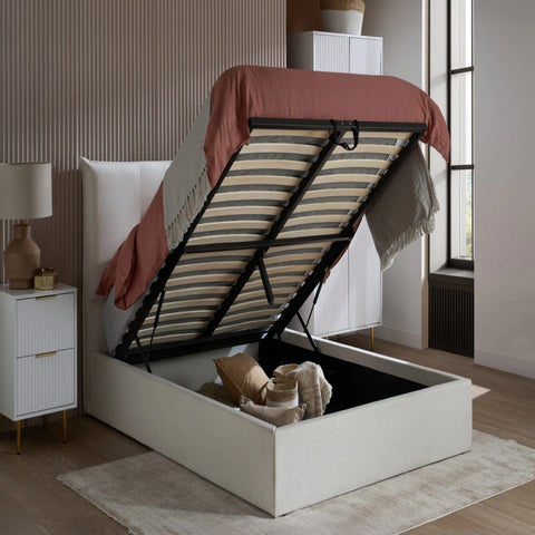 Ottoman bed with gas lift storage and spacious hidden compartment.