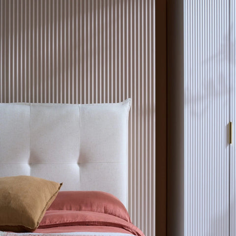 Soft fabric bed frame designed for comfort and contemporary style.