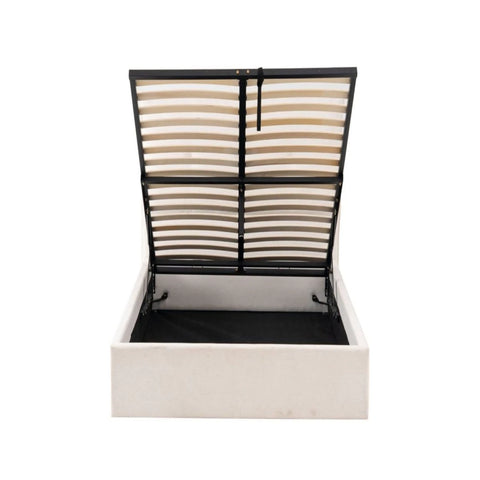 Lift up storage bed with easy access under bed storage space.
