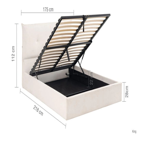 Bed size specifications with height width and length information.