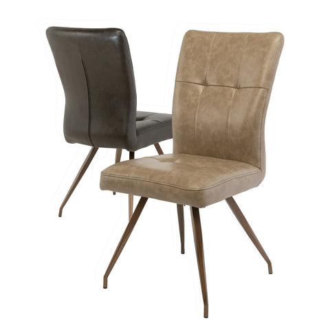 Ellison Dark Brown and Taupe Faux Leather Dining Chair – Set of 4 - Pendle Village Furniture