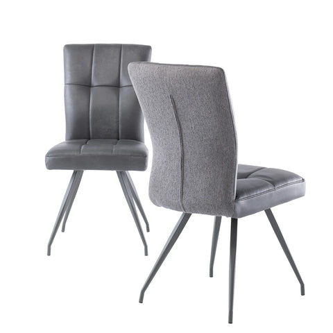 Ellison Grey Patina PU and Mineral Grey Fabric Dining Chair – Set of 4 - Pendle Village Furniture