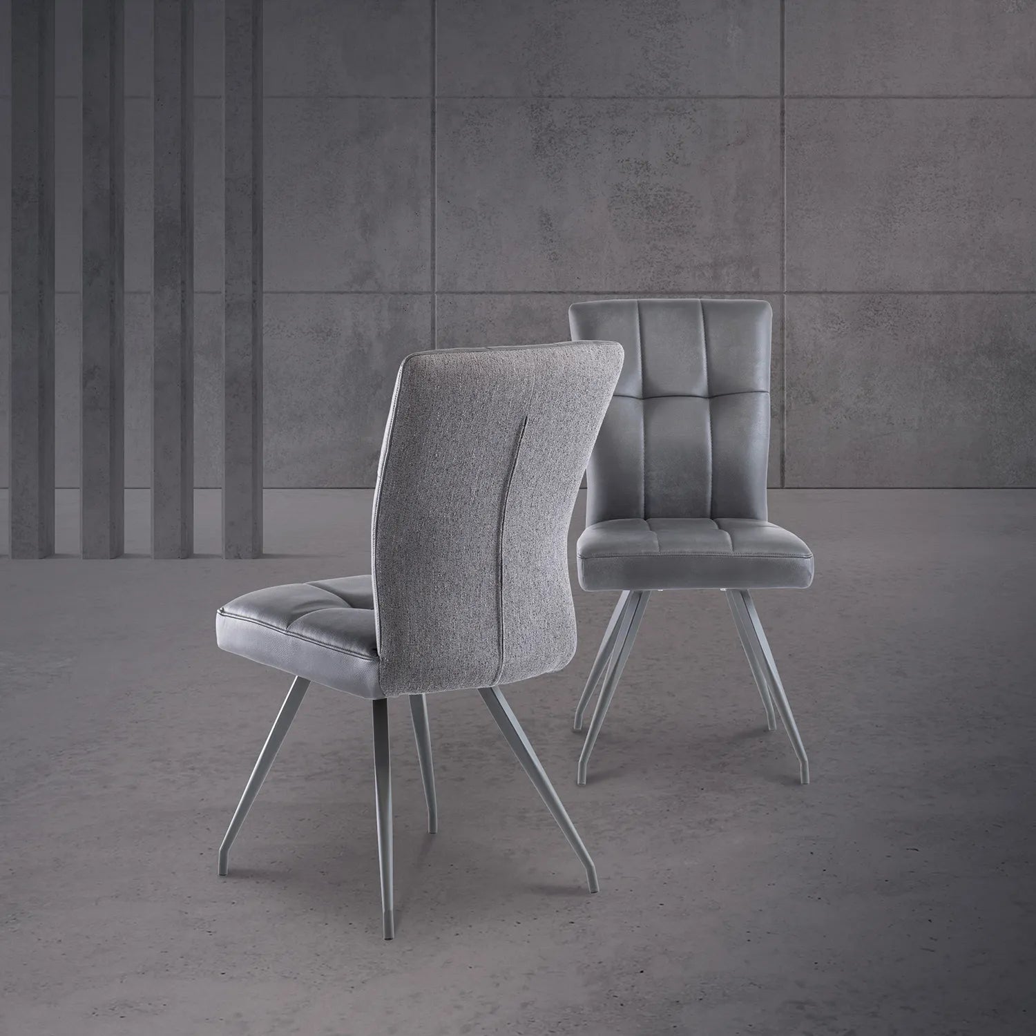 Ellison Grey Patina PU and Mineral Grey Fabric Dining Chair – Set of 4 - Pendle Village Furniture