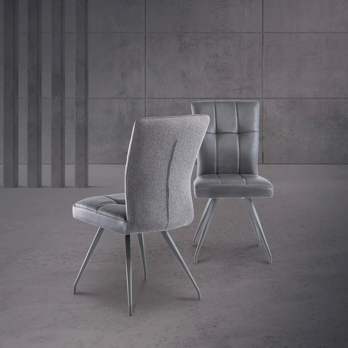Ellison Grey Patina PU and Mineral Grey Fabric Dining Chair – Set of 4 - Pendle Village Furniture