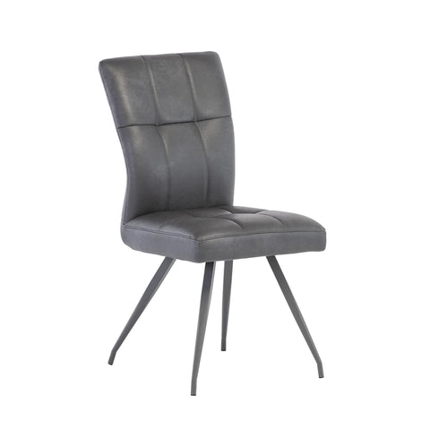 Ellison Grey Patina PU and Mineral Grey Fabric Dining Chair – Set of 4 - Pendle Village Furniture
