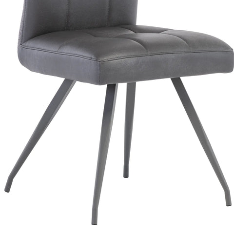 Ellison Grey Patina PU and Mineral Grey Fabric Dining Chair – Set of 4 - Pendle Village Furniture