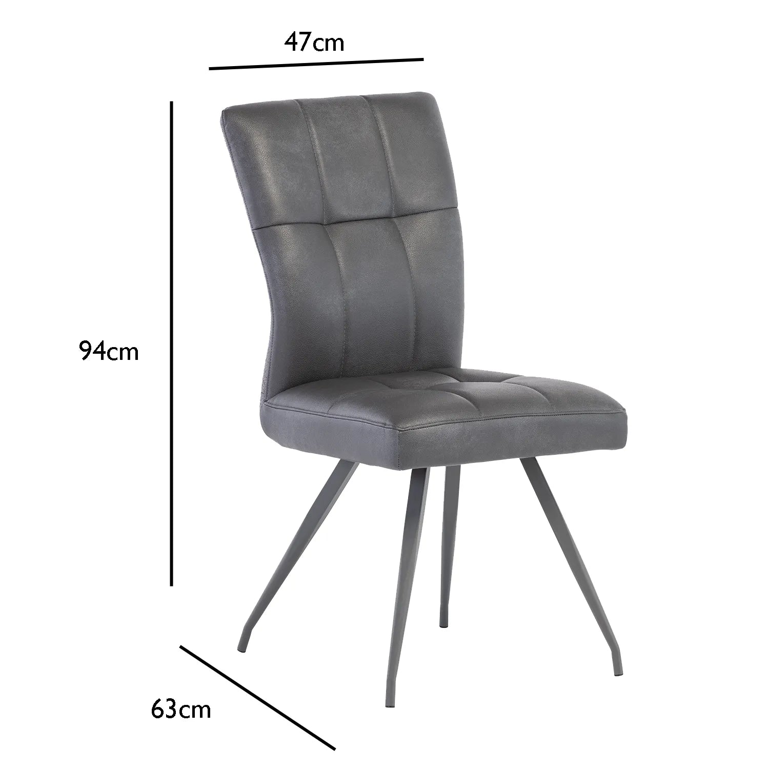 Ellison Grey Patina PU and Mineral Grey Fabric Dining Chair – Set of 4 - Pendle Village Furniture