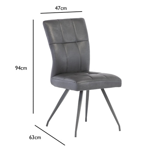 Ellison Grey Patina PU and Mineral Grey Fabric Dining Chair – Set of 4 - Pendle Village Furniture