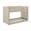 Elodie Elite Bunk Bed with side ladder upholstered in Taupe fabric with button detailing on the end of the bed.