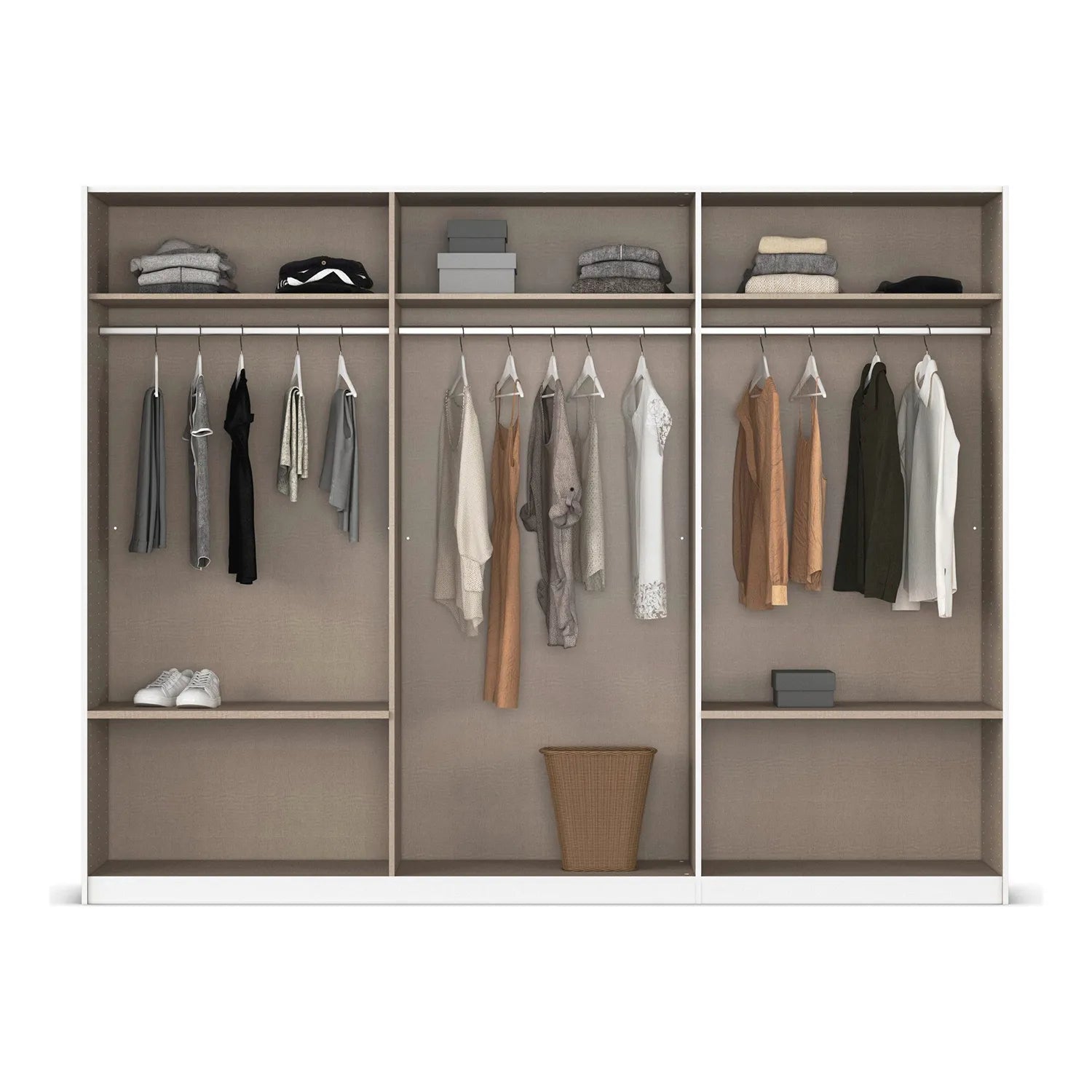 Elon White 181cm Sliding 2 Door Wardrobe with Drawers & Mirror