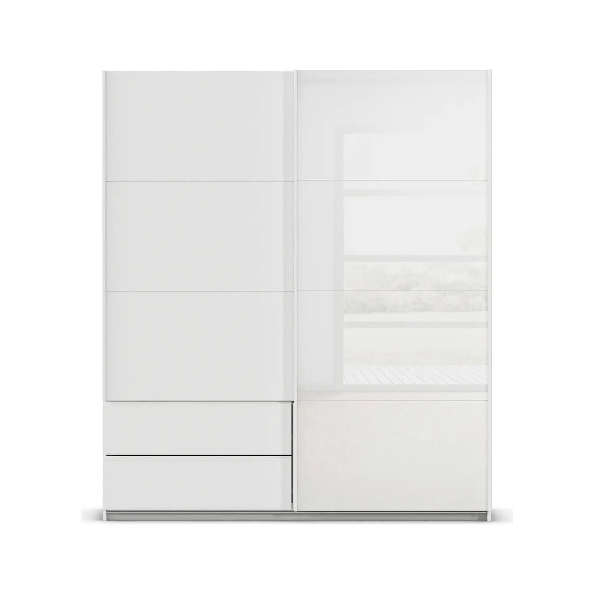 Elon 181cm White 2 Door Sliding Wardrobe with Drawers - Front
