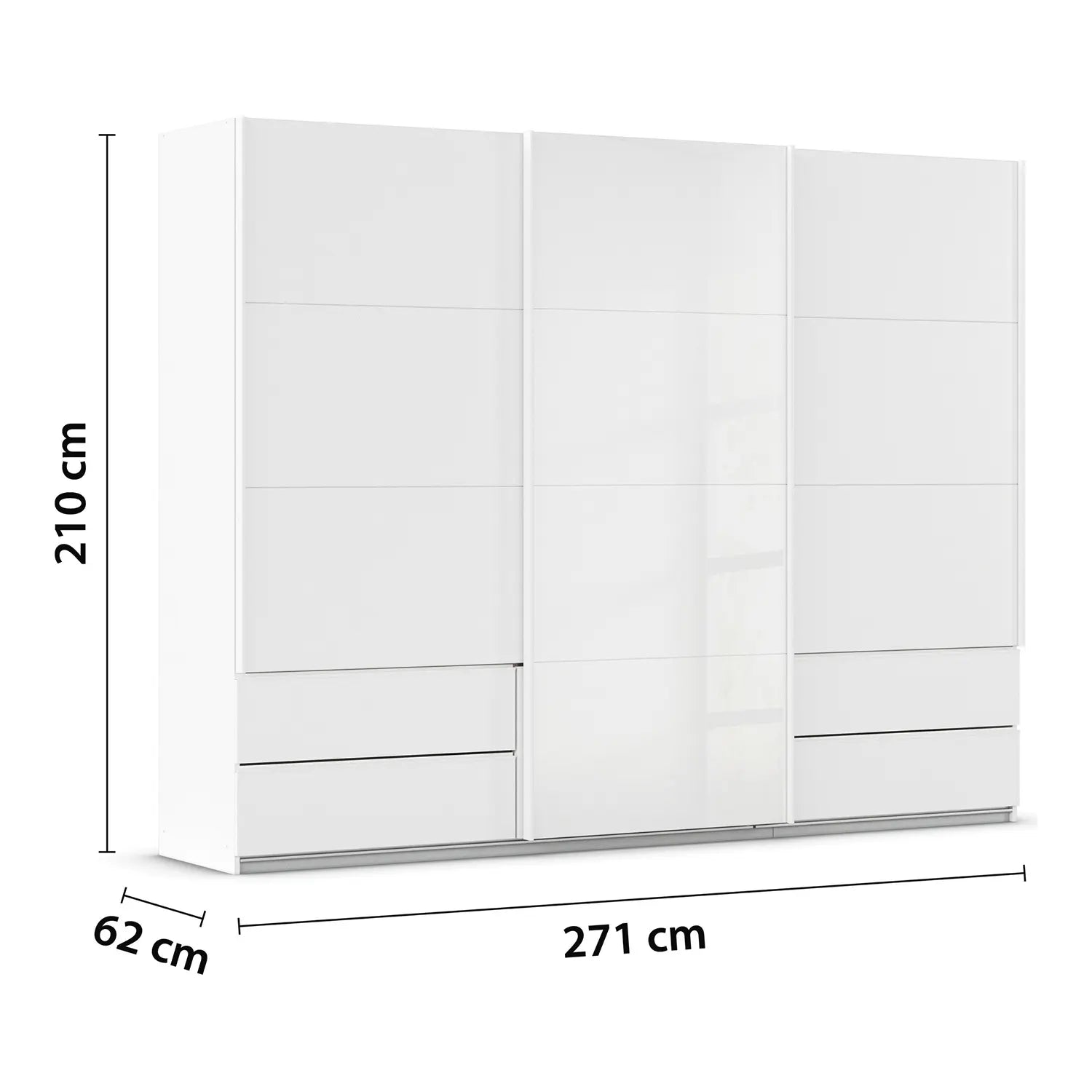 Elon 181cm White 2 Door Sliding Wardrobe with Drawers