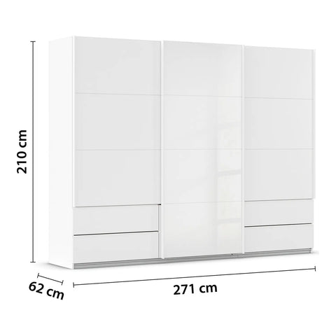 Elon 181cm White 2 Door Sliding Wardrobe with Drawers